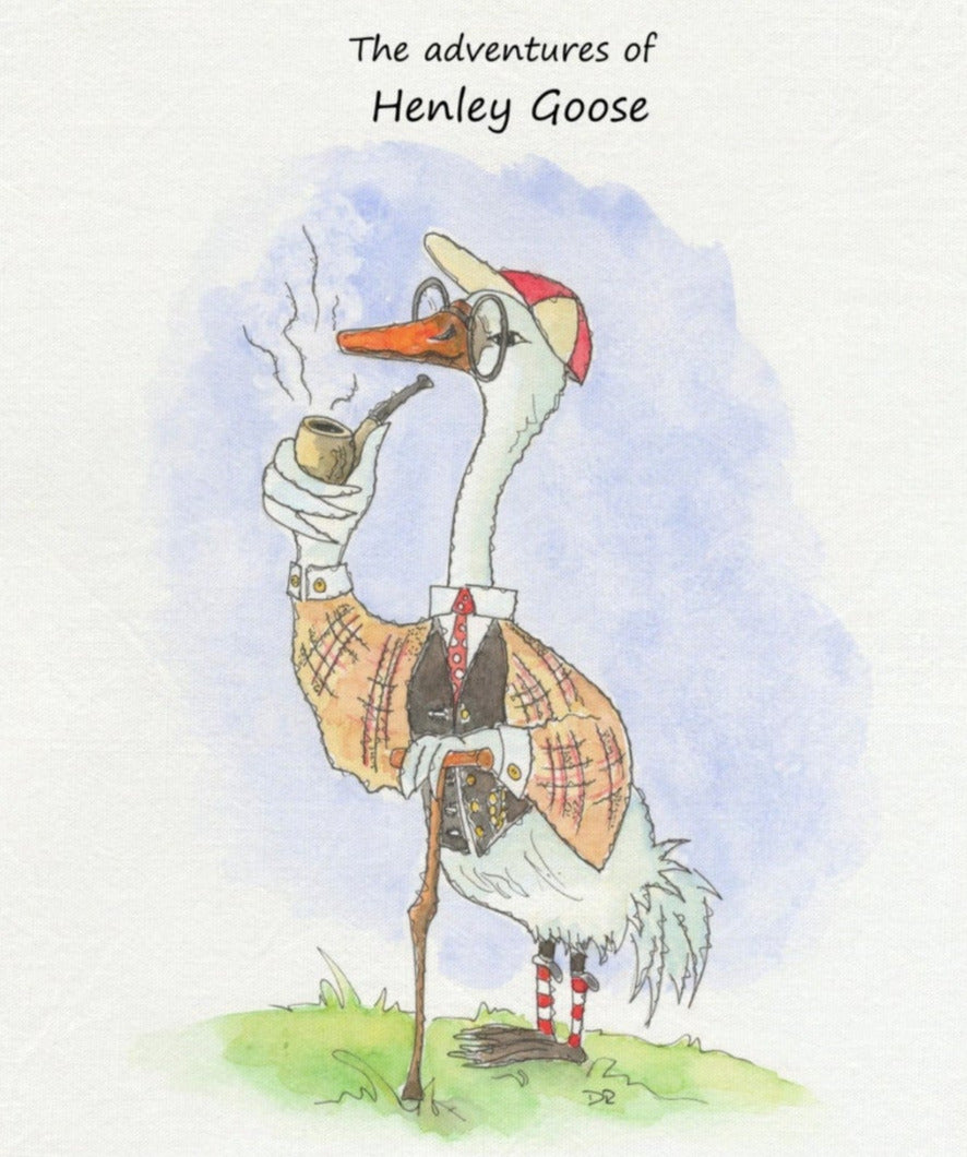 Henley Goose, the thoughtful old gentleman goose that contemplates and loves to chat. Dean Reeve Art prints and originals