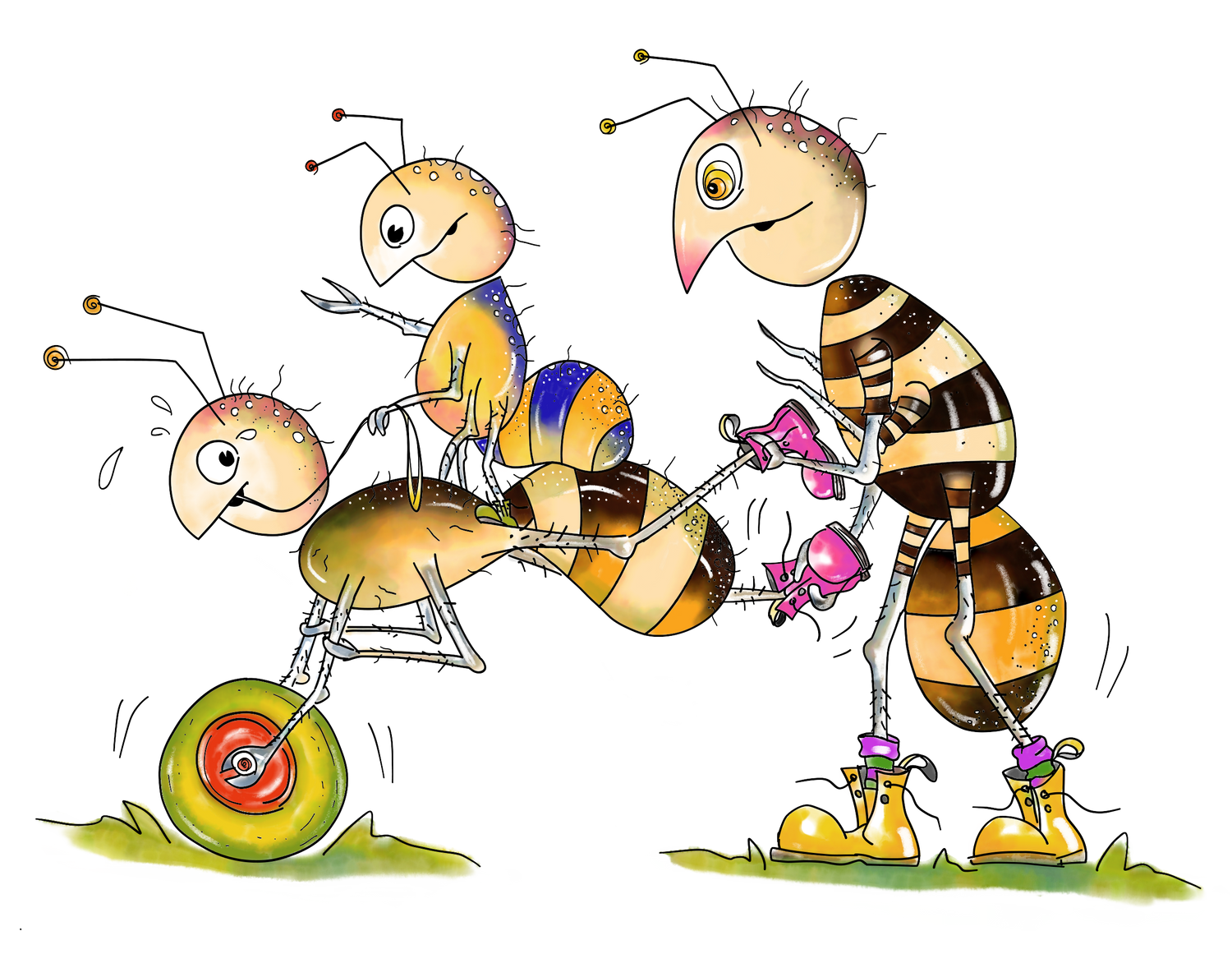 The Brakout Ants are seen escaping from prison again disguised as a weelbarrow. Dean Reeve rt prints and originals