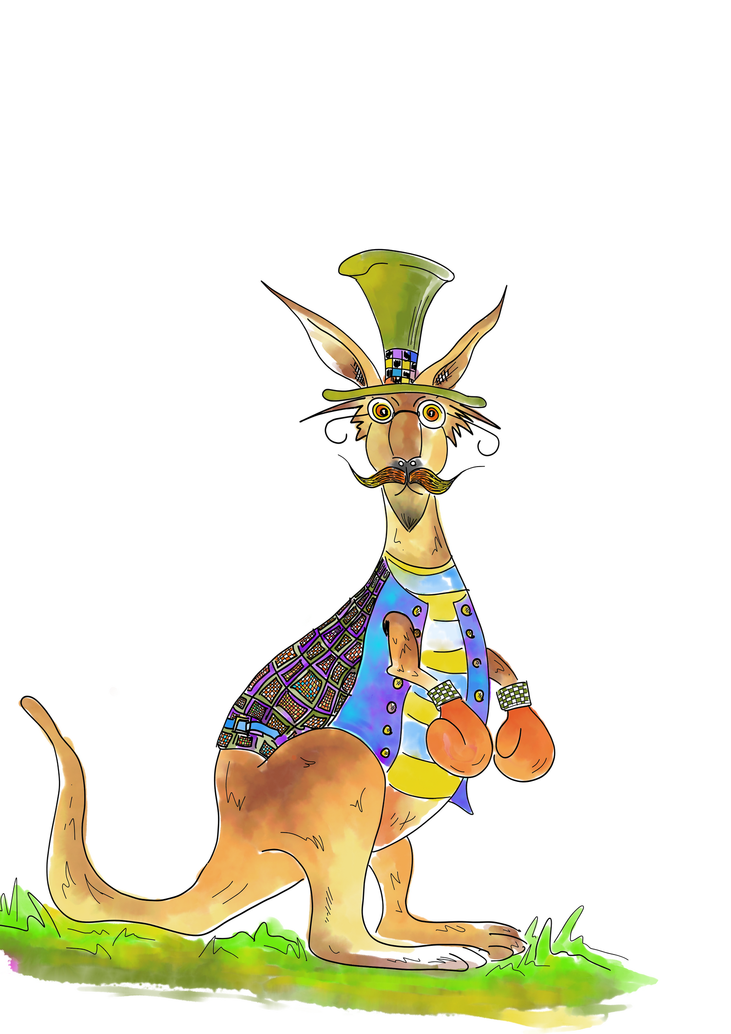 The Gadangroo is the maddest kangaroo. He thinks he is the judge and the jury. Dean Reeve Art prints and originals.